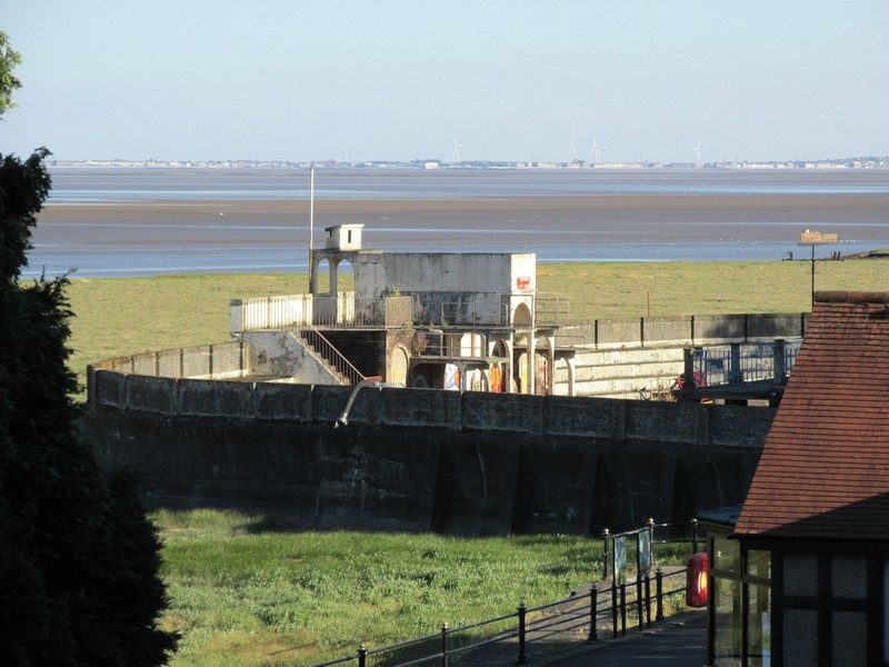 Grange Lido seen from the footbridge over the adjacent railway line