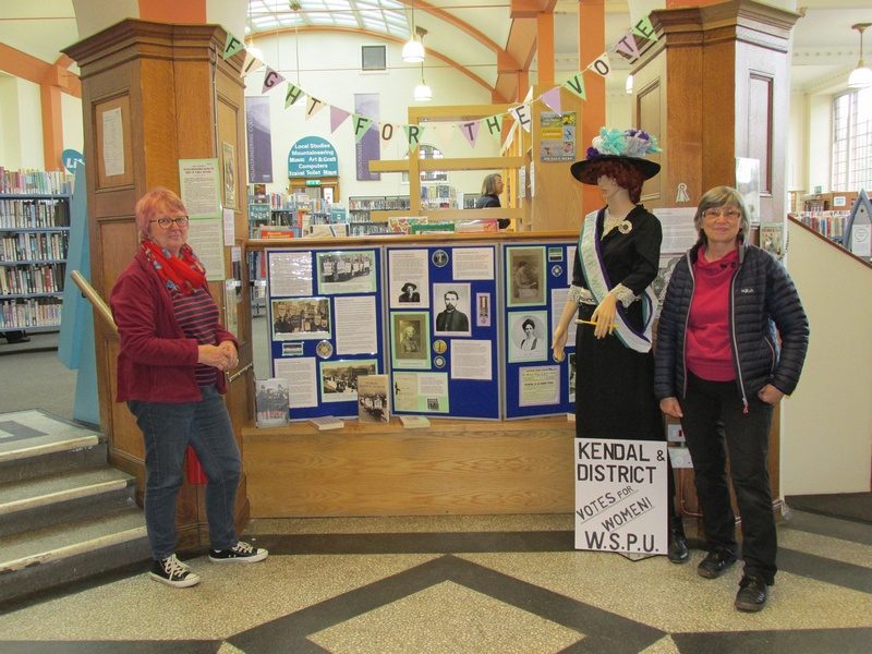 Our Suffragette Display in Kendal Library in May 2018