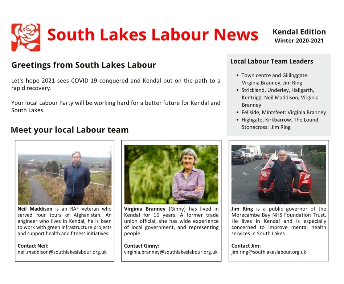 South Lakes Labour Jan 2021 leaflet page 1
