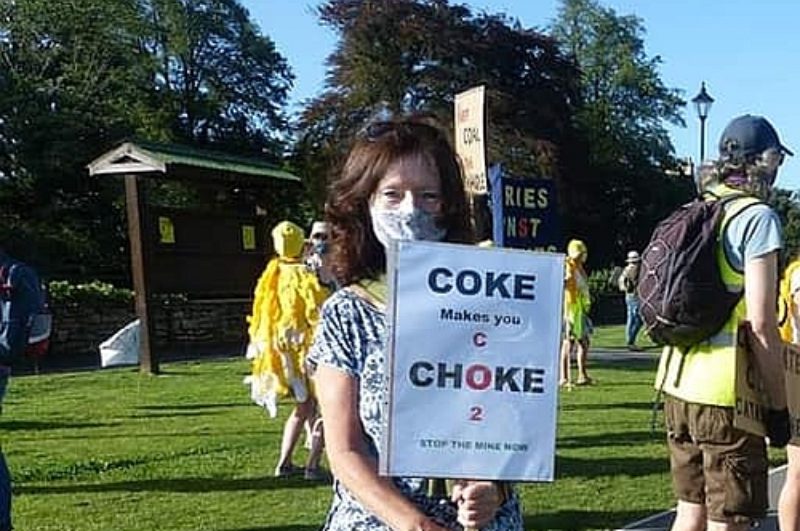 Campaigning against the Cumbria coal mine Aug 2020 in Kendal