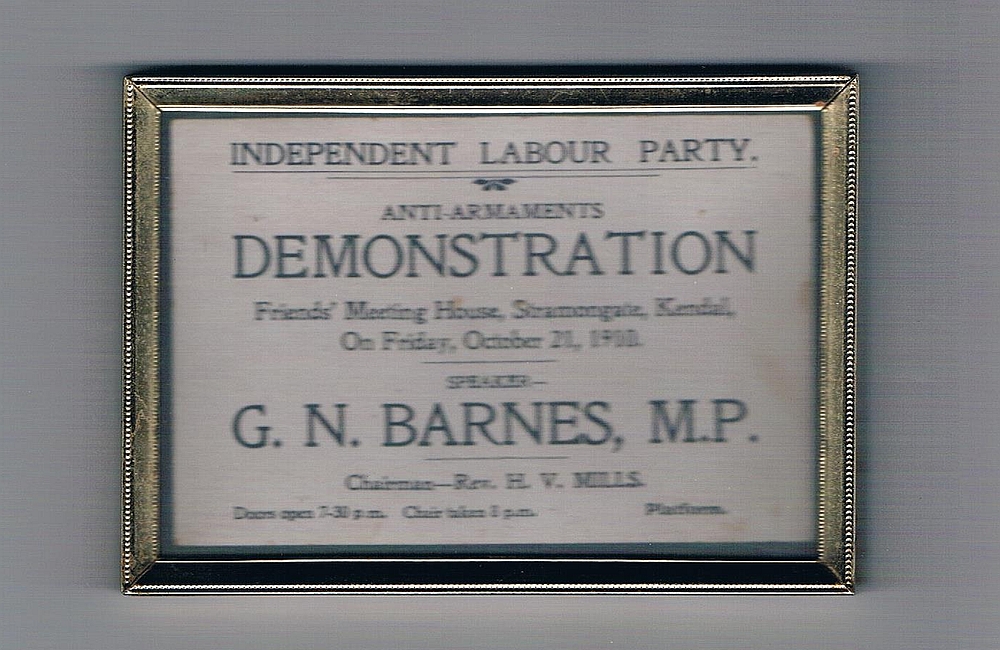 Ticket for ILP anti-armaments demonstration in Kendal 1900
